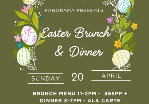 Easter Brunch & Dinner event on April 20, with brunch from 11-2pm at $65 per person, and dinner from 3-7pm, à la carte.