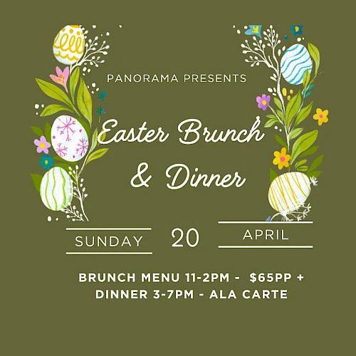 Easter Brunch & Dinner event on April 20, with brunch from 11-2pm at $65 per person, and dinner from 3-7pm, &agrave; la carte.